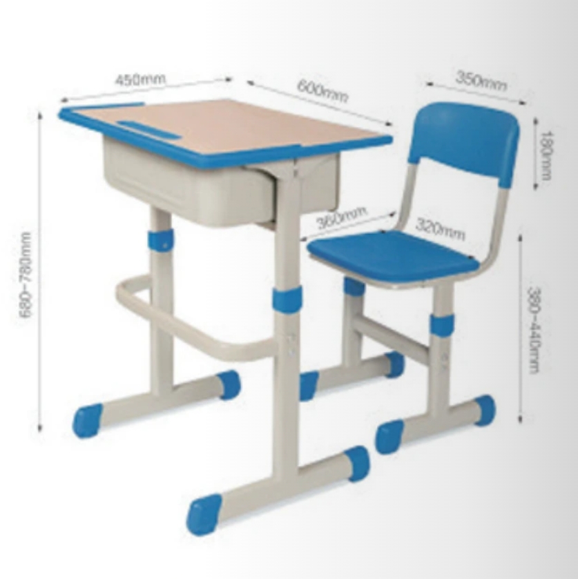 单人带靠背可调节桌椅